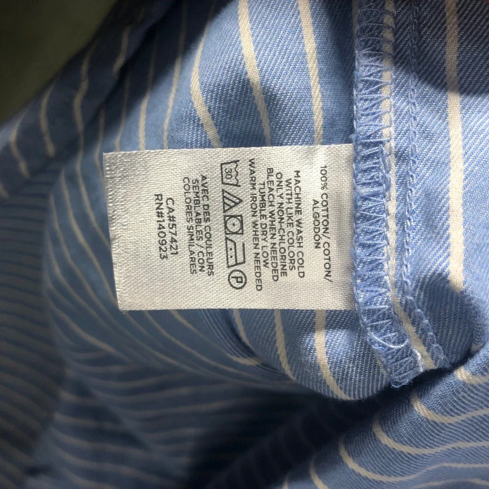 LOFT Striped Button Down Shirt Womens Small Blue White Long Sleeve 600727 - Picture 3 of 16